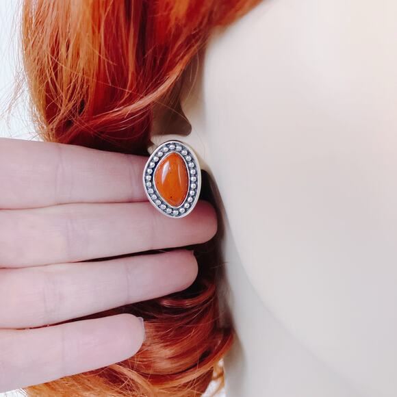 Carolyn Pollack Relios 925 Sterling Red Jasper Clip On Earrings Y2K Southwest - Picture 5 of 12